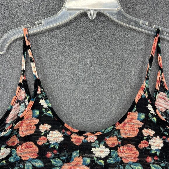 Soprano Tank Top Womens Small Black Floral Rose Y2K Sleeveless Camisole USA - Picture 3 of 14